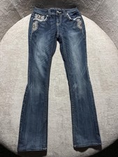 Grace in LA Jeans Womens 25 Blue Bootcut Embroidered Paisley Rhinestone Denim