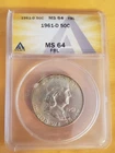 1961-D Franklin Half Dollar, ANACS MS64 FBL Full Bell Lines