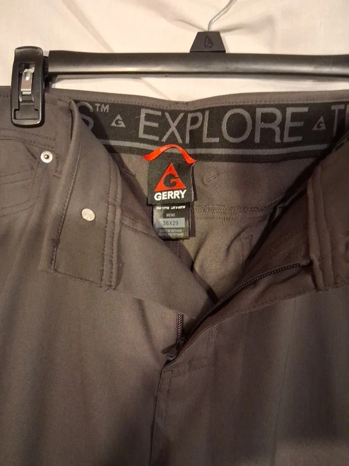 Gerry Men Hiking Pants Charcoal Gray Explorers Commuter Nylon Stretch 36x26