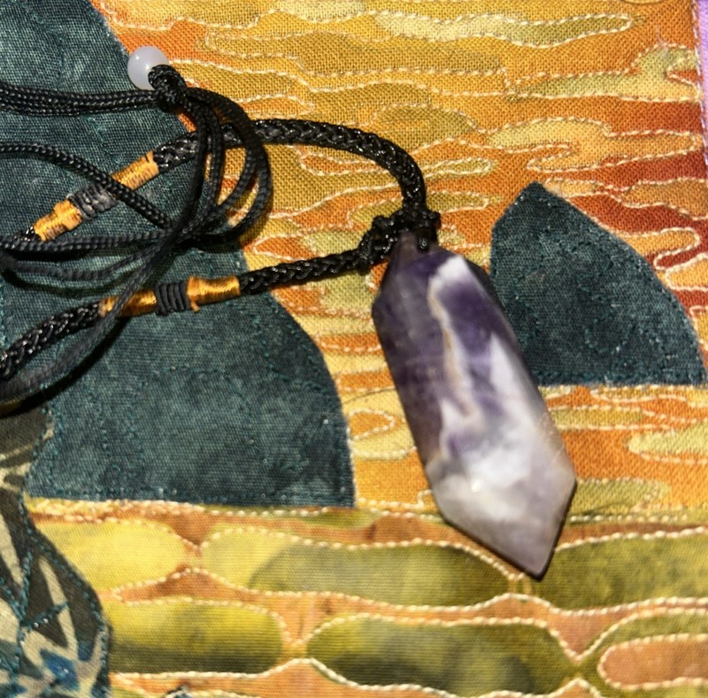 Natural Rough Amethyst crystal Gemstone Leather Cord 18" Necklace 1Pcs Pendant~