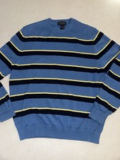 Brooks Brothers Pima Cotton Striped Sweater Men  s Large L Blue