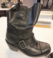 Black Leather Harley Davidson Boots Sz 7
