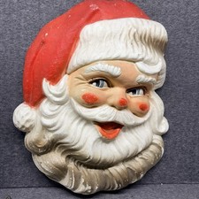 Giant Vintage 1960s Vacucel Styrofoam Santa Head 29" Wall Hanging, Huge Retro MC