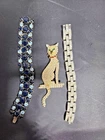 Lot of Rhinestone Vintage Costume Jewelry 1970's & 1980's 2 Bracelets And a Pin