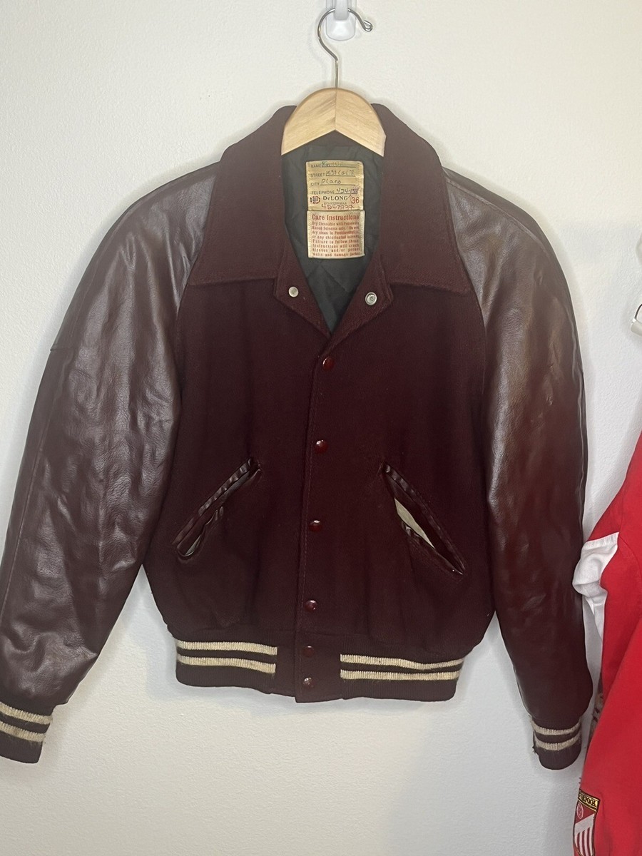 VTG 60's/70's DeLONG Sportswear Leather Varsity Jacket Sz 36 VTG 60's/70's DeLONG Sportswear Leather Varsity Jacket Sz 36