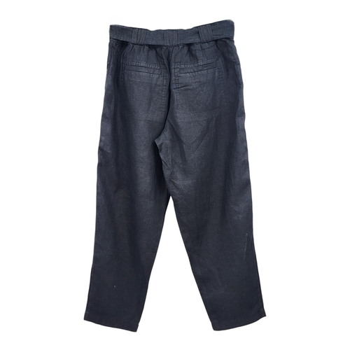 M&S COLLECTION Women's Pure Linen Belted Tapered Trousers - Picture 2 of 5