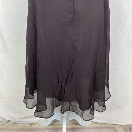 Vintage 90s Robbie Bee Halter Dress Womens 12 Brown 100% Silk Cocktail Party - Picture 10 of 12