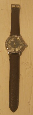 Men's Watch TERNER w Floating Numerals & Rhinestone Bezel NEW BATTERY!!!!
