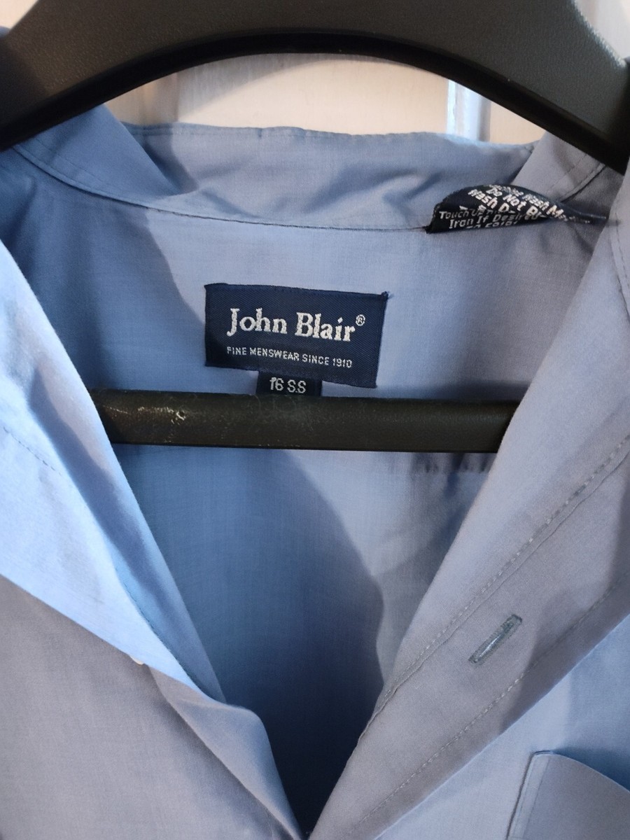 blair dress shirts John Blair Men's SS Button Up Dress Shirt Blue Sz 16