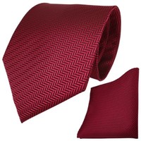 Tigertie Designer Krawatte + Einstecktuch In Rot Dunkelrot Schwarz Gestreift