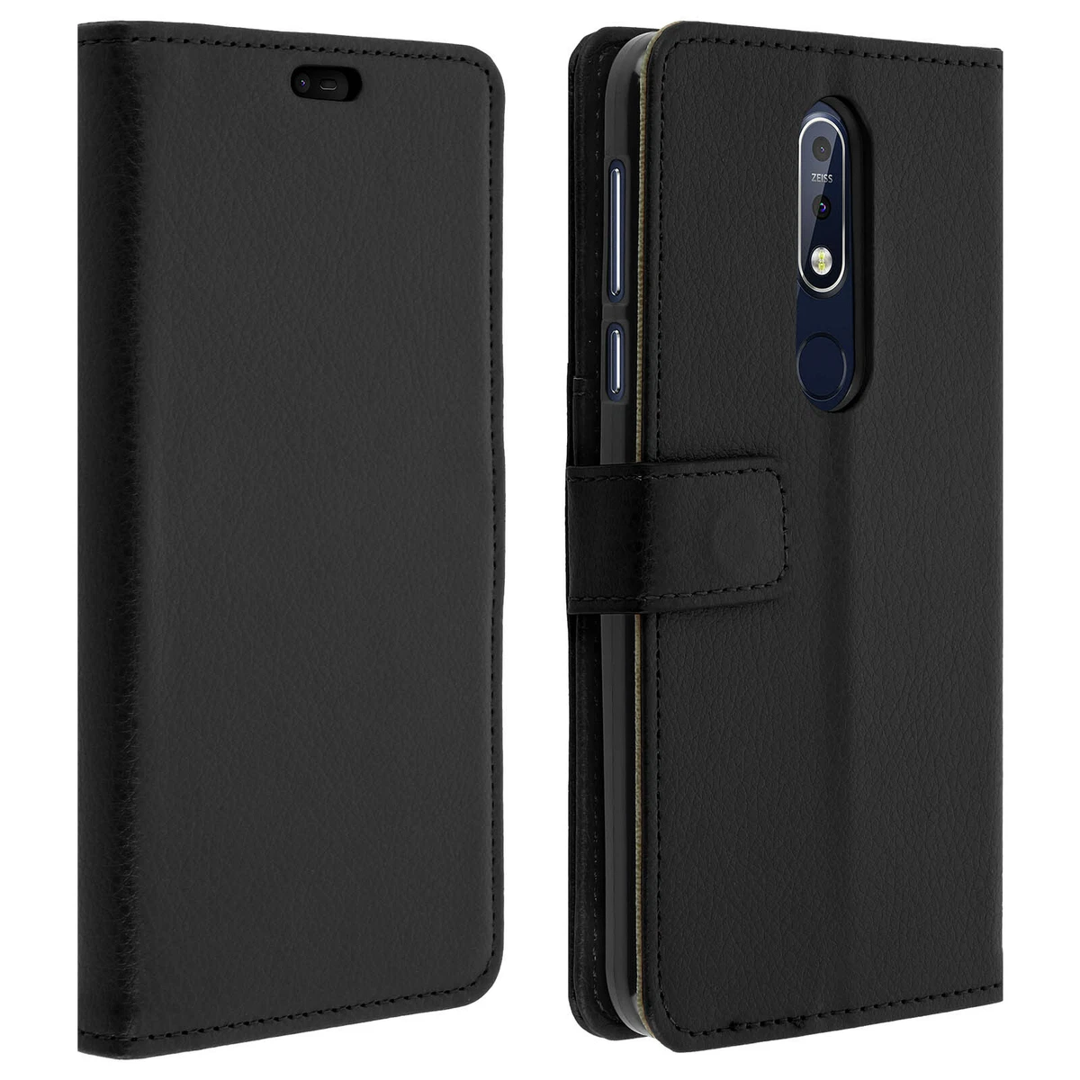 Custodia a portafoglio per Nokia C02, in pelle PU goffrata, con gatto