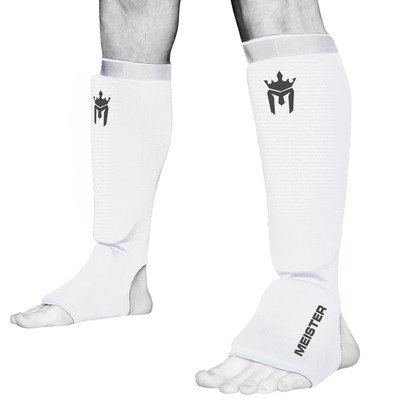 MEISTER ELASTIC CLOTH SHIN & INSTEP GUARDS - WT Muay Thai MMA Taekwondo Leg Pads