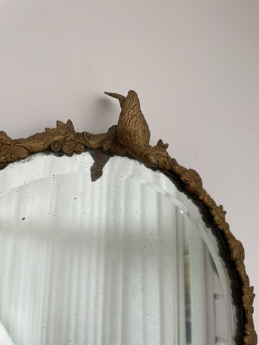 Antique Cold Painted Bronze Bevelled Edge Mirror With Birds - Picture 10 of 13