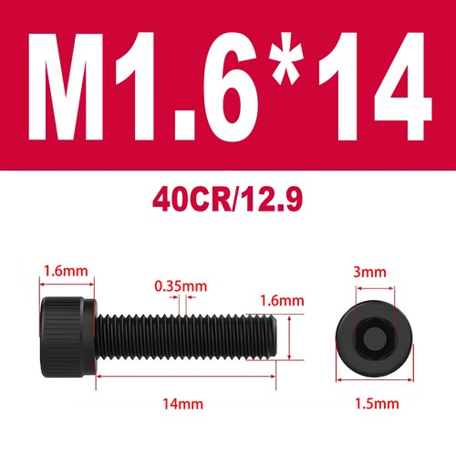 DIN912 12.9 legierter Stahl Zylinderschrauben Innensechskant M1.4-M3 - Bild 26 von 115