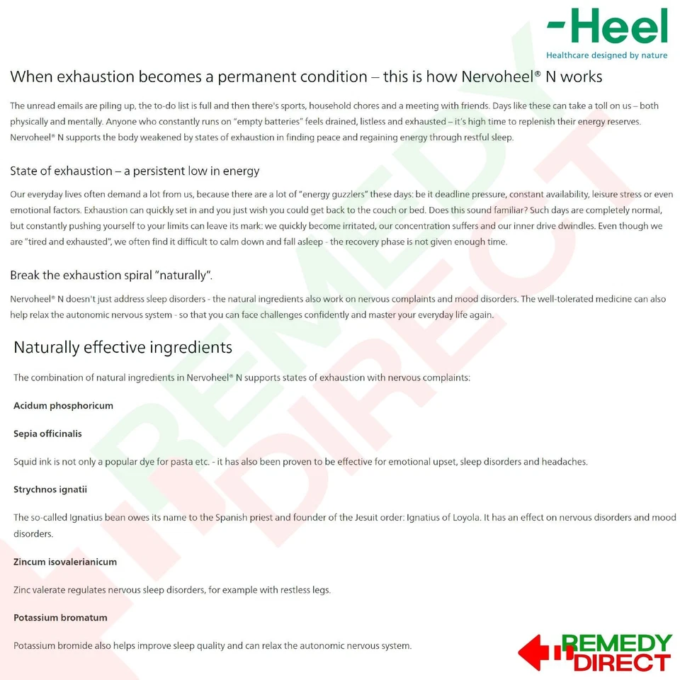 NERVOHEEL N Stress Relief, Nervousness, Sleeping Disorders, Mood Swings, 50 Tabs - Image 4 of 4