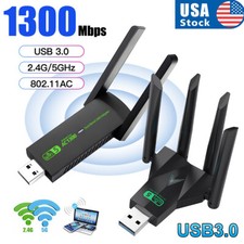 1300Mbps Wireless Dual Band USB 3.0 WiFi 2.4G/5G Network Adapter Dongle for PC