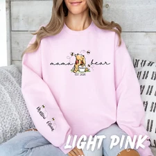 Personalized Mama Bear Sweatshirt Custom Names on Sleeve Winnie the Pooh Shirts