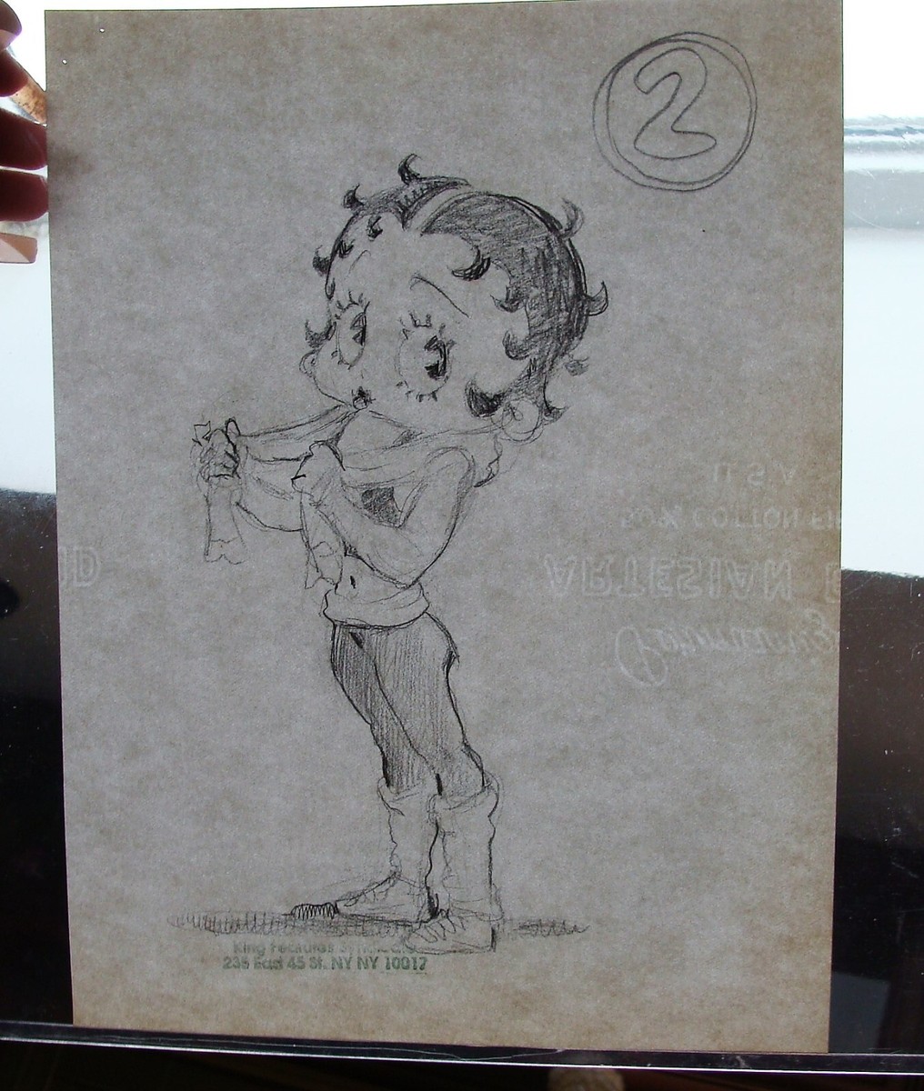 VTG 1970's BETTY BOOP ORIGINAL PENCIL SKETCH / DRAWING WITH KING