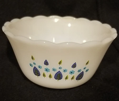 Vintage Ramekin Custard Alpine Swiss Chalet Milk Glass Cup Bowl