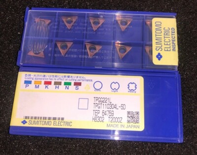 SUMITOMO CARBIDE INSERTS QUANTITY 10 TPGG221L TPGT110304L-SD T2000Z