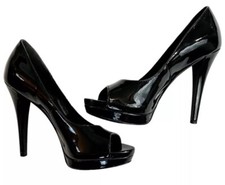 Vera Wang Lavender Open Toe Leather Heel Pumps Size 6 Designer Formal Cocktail