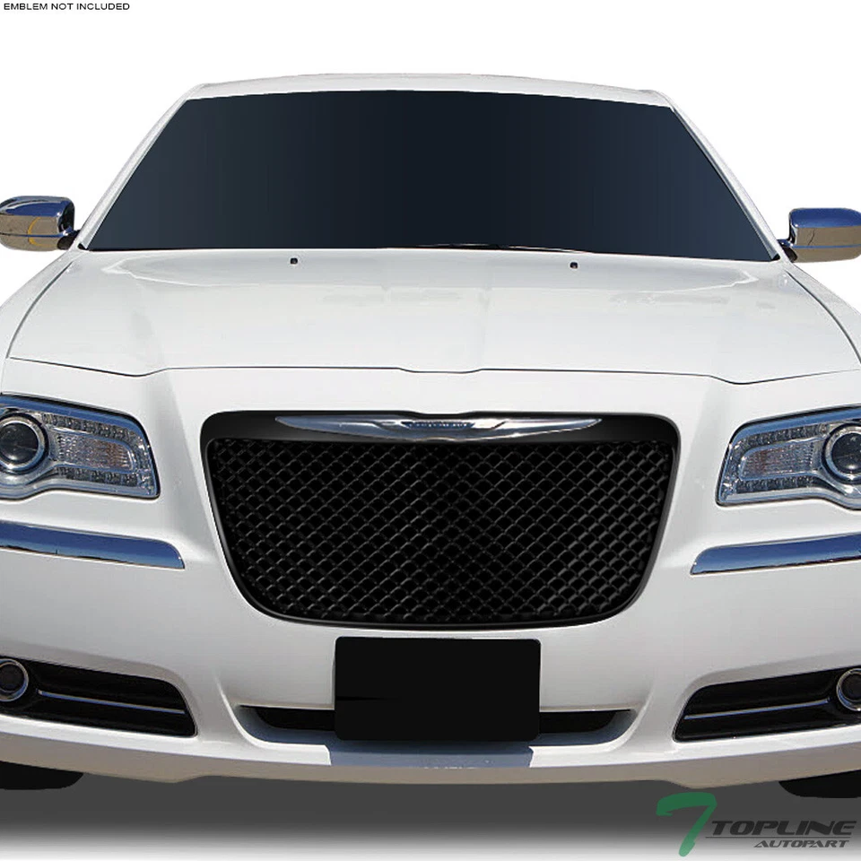 Topline For 2011-2014 Chrysler 300/300C Mesh Front Bumper Grille - Matte Black Foto 2 de 4