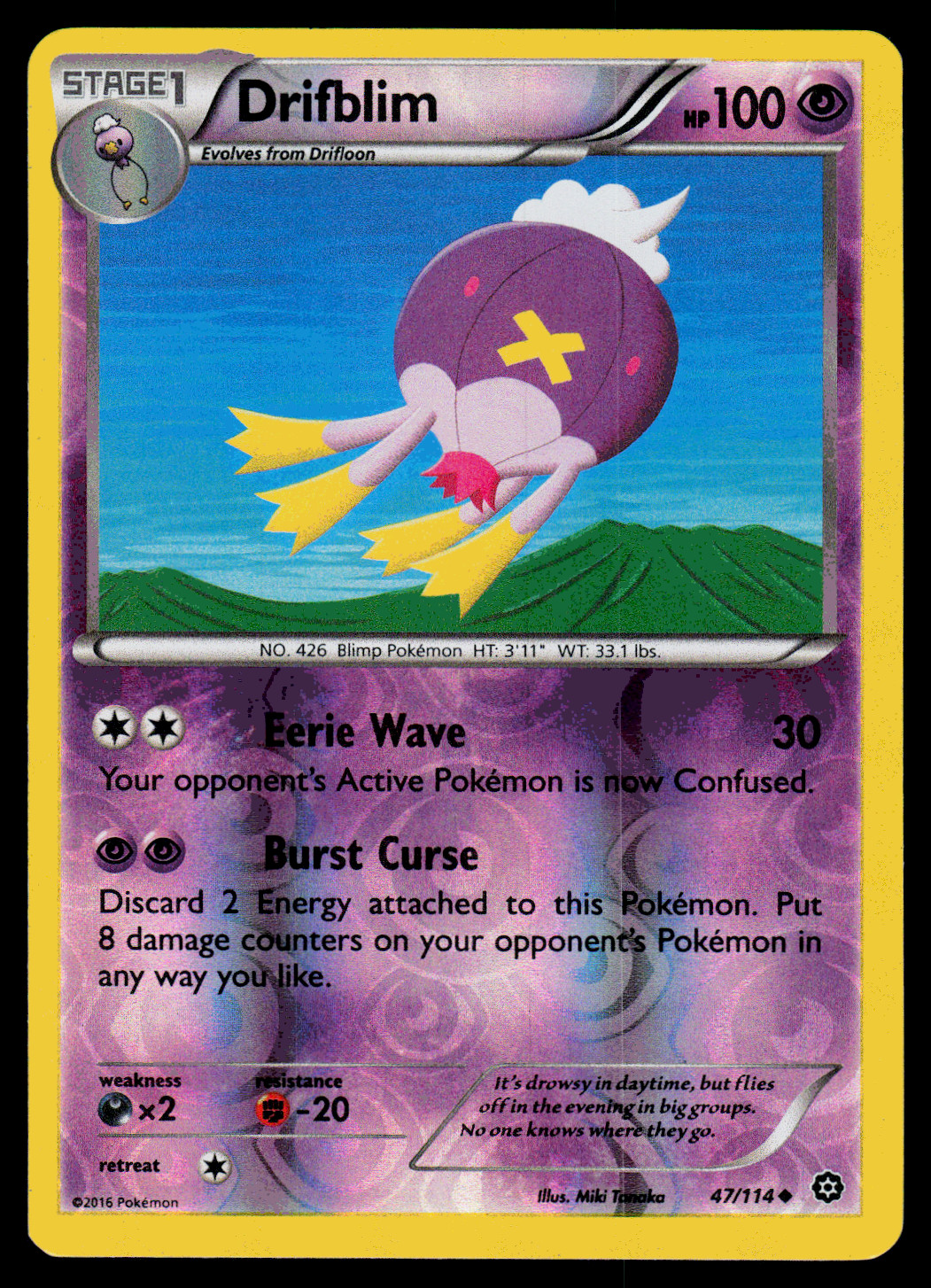 Pokemon - XY - Steam Siege Drifblim 47/114 Reverse Holo - NM