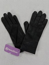 Vintage Grandoe Leather Gloves Womens Black Size Medium Original Tags