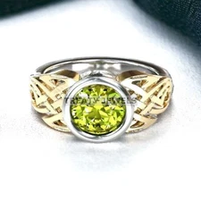 Peridot Round Cut Gemstone With 925 Sterling Silver Ring For Men's #970