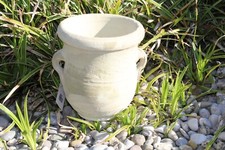 Amphore aus Terracotta weiß,  Höhe 20 cm, Amphore für den Steingarten