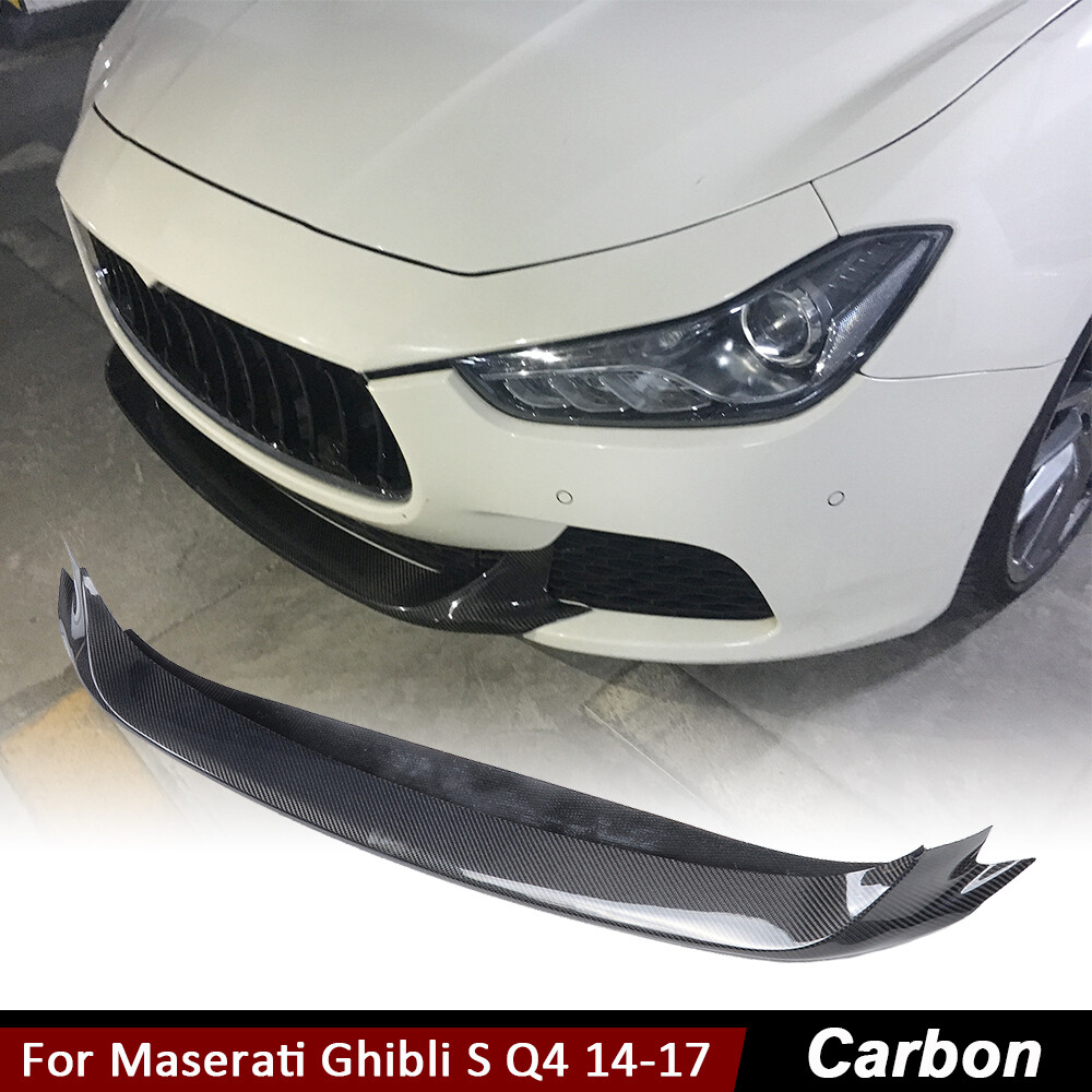 For Maserati Ghibli S Q4 2014-2017 Real Carbon Front Bumper Lip Center Spoiler