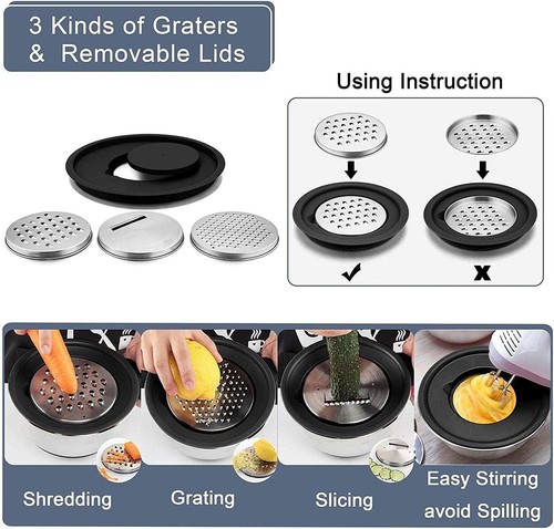 Elegant 3QT Mixing Bowls with Non-Slip Base & Measurement Marks - Set of 2 - Picture 6 of 10
