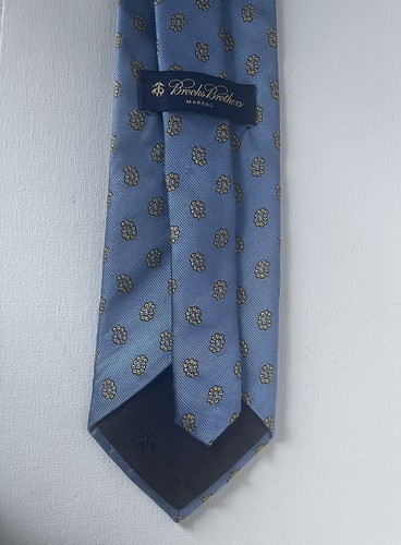 Cravatta uomo Brooks Brothers blu chiaro paisley cravatta a costine classica - Foto 4 di 4