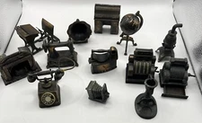 1975 Durham Metal Doll House Furniture Set 13 Made Hong Kong Desks Globe Phone