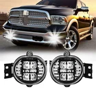 Pair LED Fog Lights Halo Projector For Dodge Ram 1500 2500 3500 Pickup 2002-2008