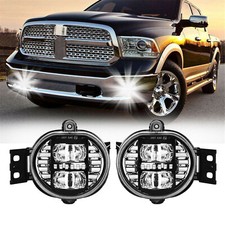 Pair Led Fog Lights Halo Projector For Dodge Ram 1500 2500 3500 Pickup 2002-2008