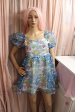 Girl's Polyester Blue Shein Care bears 11-12Y Dress Lined Puff sleeves