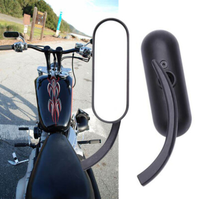 Pair Black Mini Oval Mirrors Set For Harley Davidson Dyna Softail Touring XL