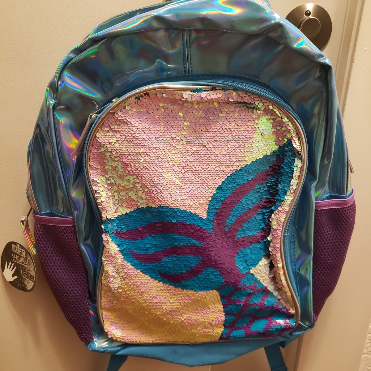 Blue Purple Tres Mermaid Backpack -Magic Reversible Sequins