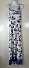 Tommy Bahama Maxi Dress Womens S Blue Tropical Beach Vacation Travel Resortcore