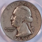 1950-D/S Washington Silver Quarter Over Mint Mark FS-601 - PCGS F15
