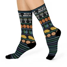 These Are My Hanukkah Socks - Fun Jewish Gift With Menorahs, Latkes, Gelt, Etc.