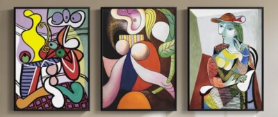 Framed Abstract Famous Picasso Wall Art Prints Set of 3 Piece