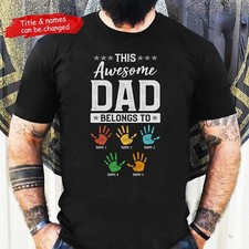 This Awesome Dad Belongs To Kid's Name Shirt Personalized Dad Shirt Gift Dad Shi