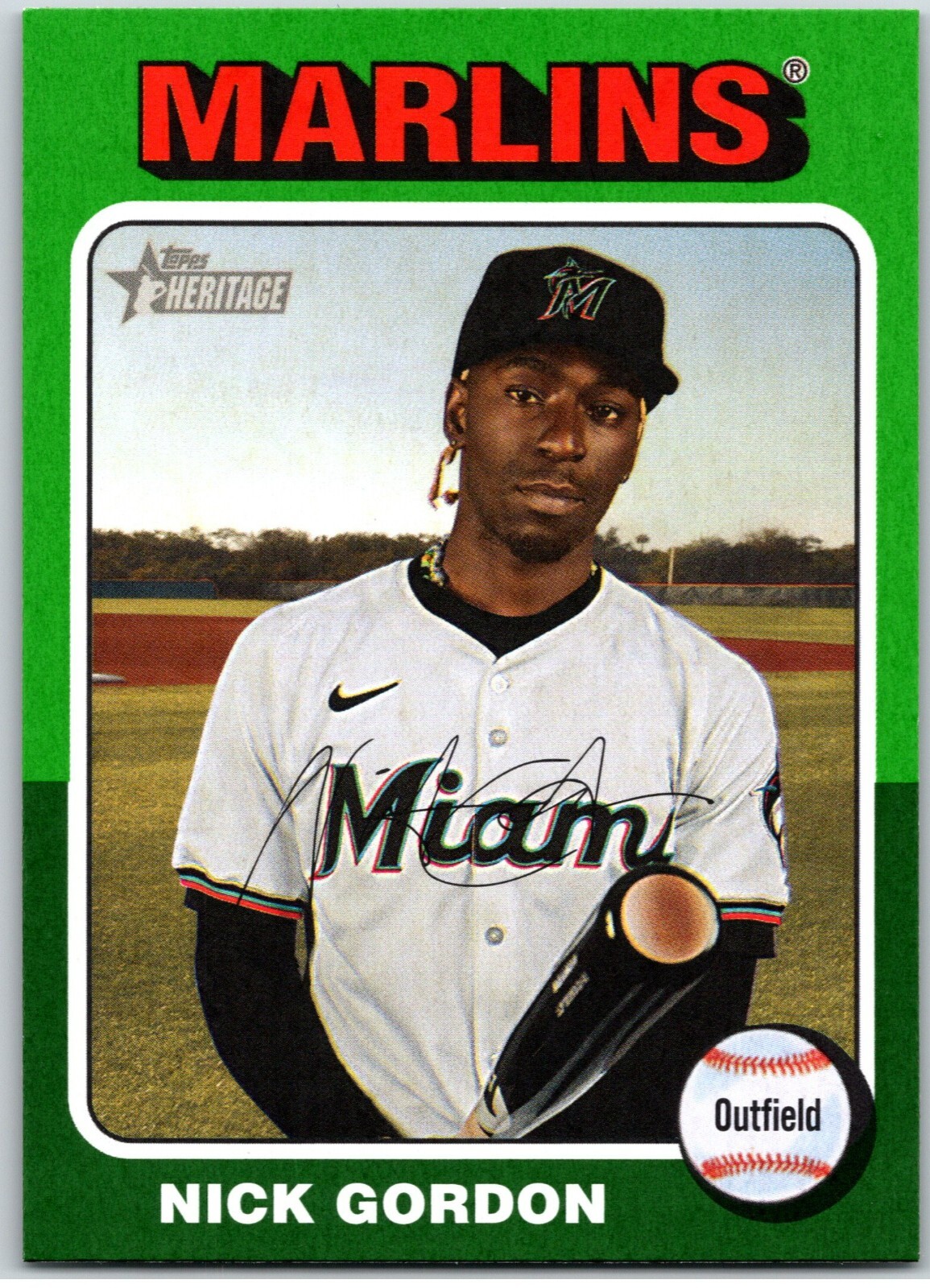 #559 Nick Gordon, Miami Marlins 2024 Topps Heritage Green Border