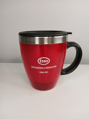 Esso Fuel Garage Vintage Chad INC 2003 Rot Tee Kaffee Reisebecher guter Zustand