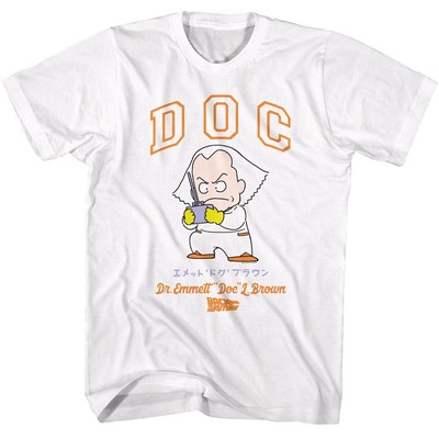 Back To The Future Doc Cartoon Character White Movie Shirt