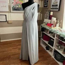 David's Bridal Mystic F18055 chiffon one shoulder bridesmaid dress size 10