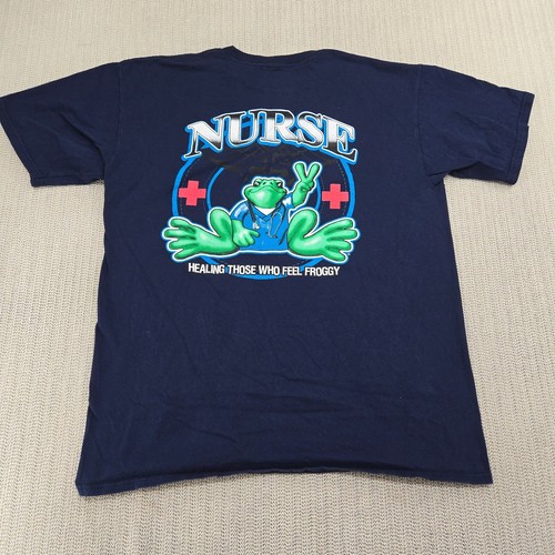 Peace Frogs Nurse Shirt Womens Large Blue Short Sleeve Graphic Tee - 第 1/13 張圖片