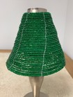 Pottery Barn Candle Holder Lamp Green Beaded Shade Silver Base — photo 3